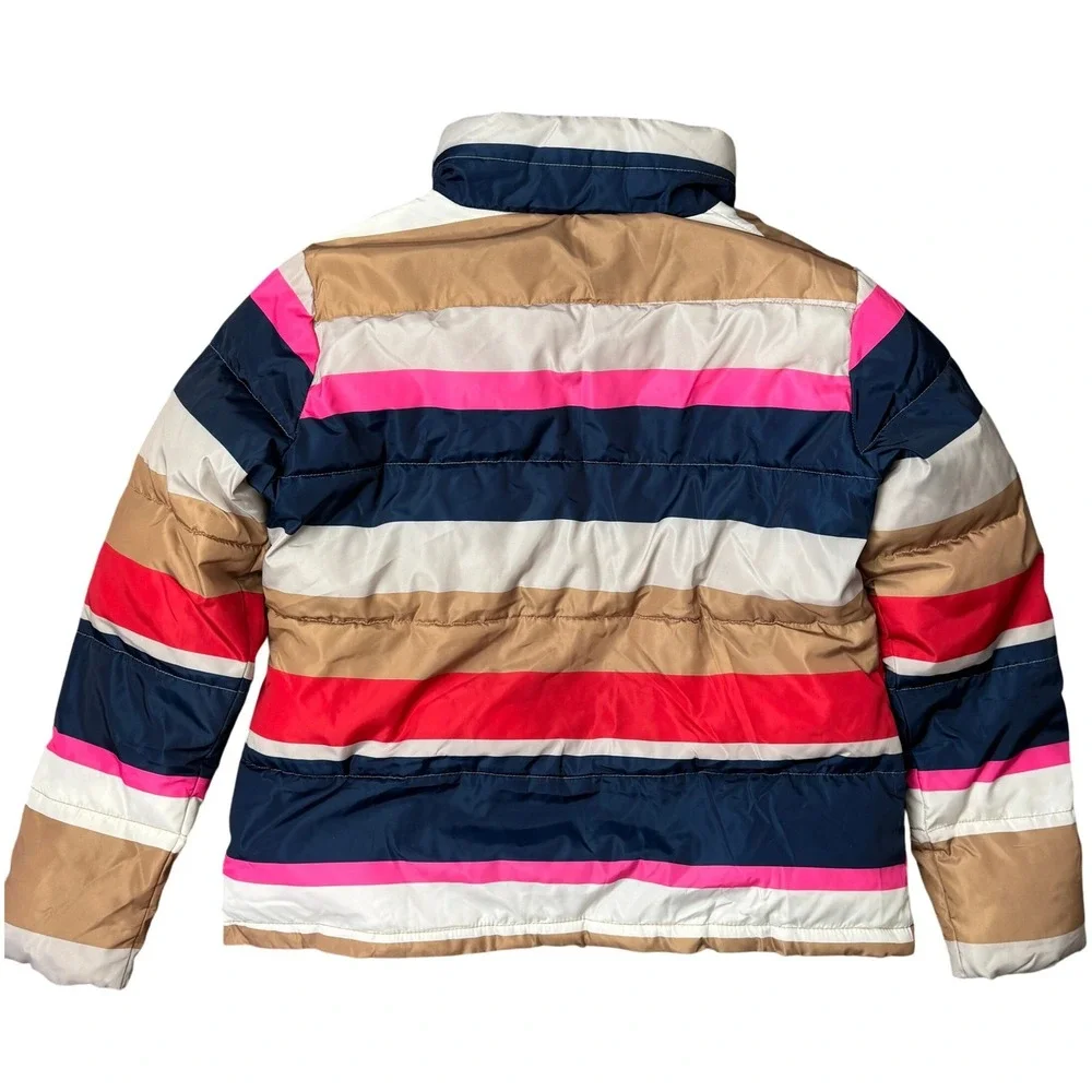 St John's Bay Womens Striped Puffer Jacket‎ Multi Color Full Zip Size Medium